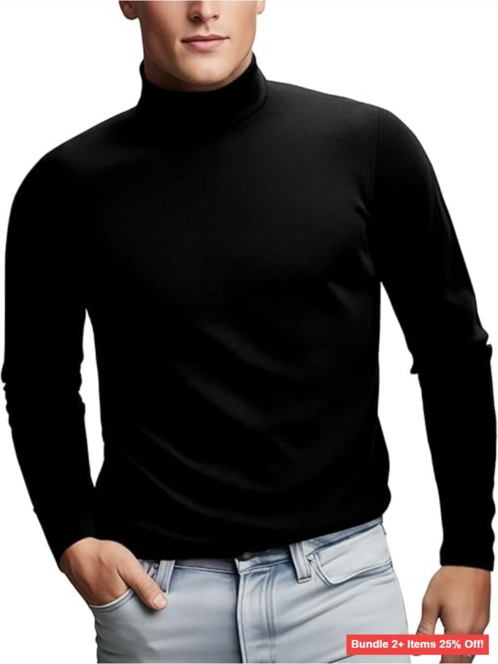 Men's Thermal Turtleneck Base Layer, Long Sleeve Ribbed Undershirt